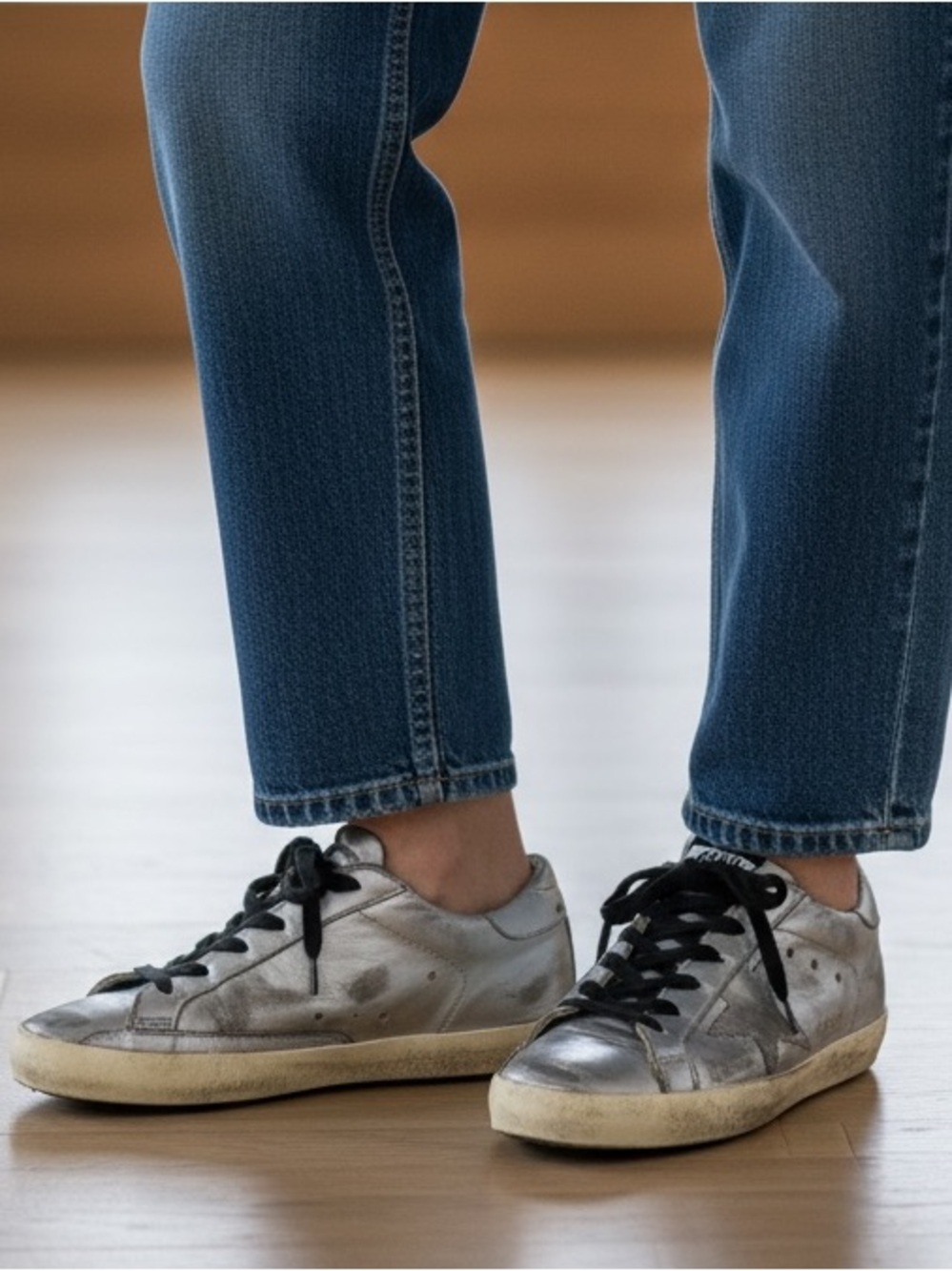 Golden Goose Silver Metallic Super Star Sneakers Women 7